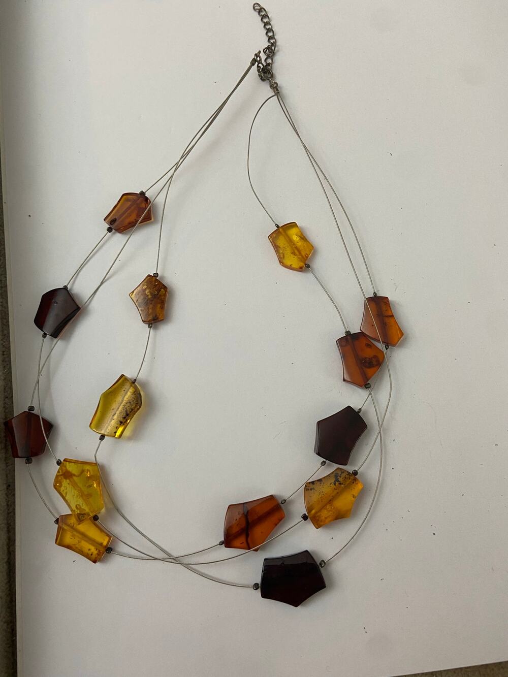 Faux Amber Layered Necklace - Elegant Vintage Style